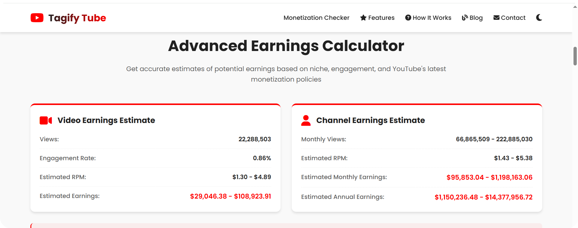 Advanced Earnings Calculator Preview